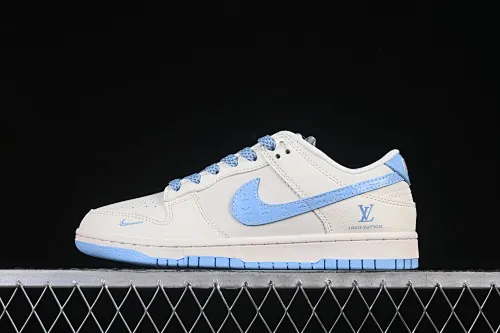 All categories Nk SB Dunk Series Nk SB Dunk Low High-end customized low-top sneakers Nike SB Dunk Low LV co-branded off-white ice blue print Anniversary high-end customized low-top casual sneakers JP1628-015